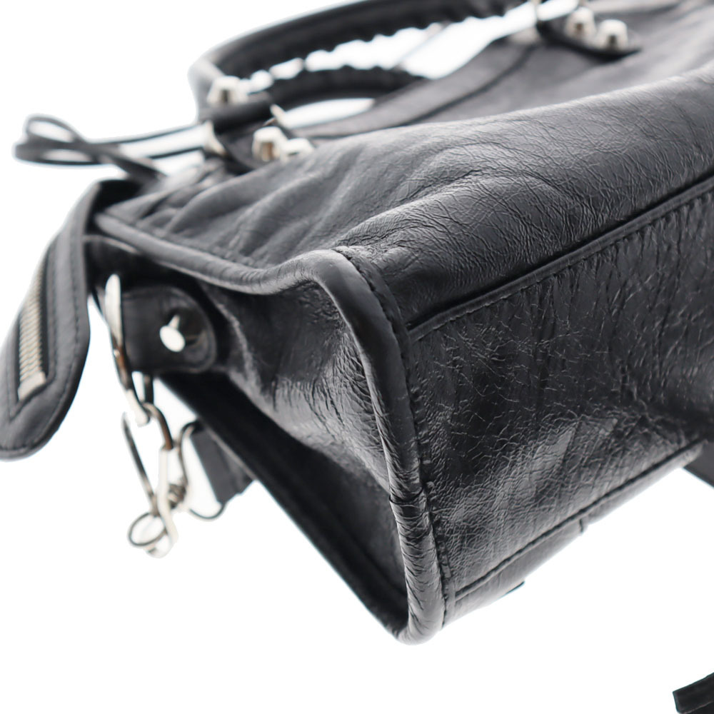 BALENCIAGA City Leather Black Handbag Shoulder Bag - Picture 6 of 11